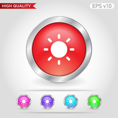 Colored icon or button of sun symbol with background