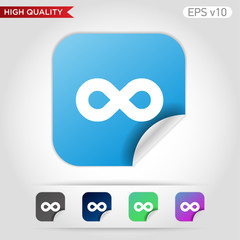 Colored icon or button of infinity symbol with background