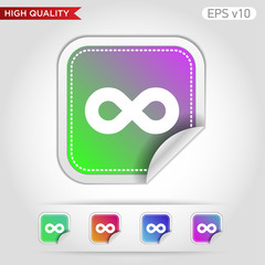 Colored icon or button of infinity symbol with background