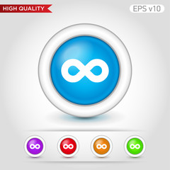 Colored icon or button of infinity symbol with background