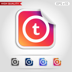 Obraz premium Colored icon or button of T letter symbol with background