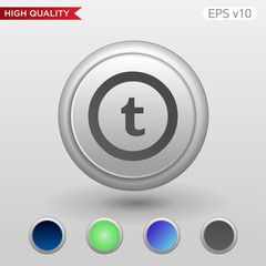 Obraz premium Colored icon or button of T letter symbol with background