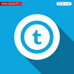 Obraz premium Colored icon or button of T letter symbol with background