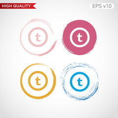 Colored icon or button of T letter symbol with background