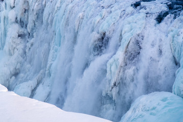 Frozen Gullfoss waterfall