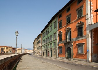 Fototapeta na wymiar Embankment of river Arno in the Pisa,Tucany, Italy.