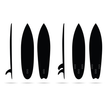 surfboard set in black color design illustration