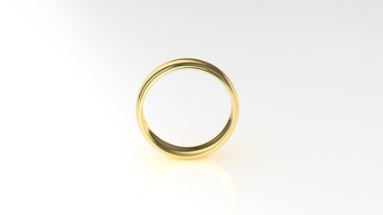 The beauty gold wedding ring on white background. 3d rendering