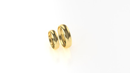 The beauty gold wedding ring on white background. 3d rendering