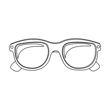 monochrome silhouette oval glasses lens vector illustration