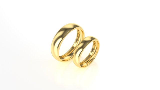 The beauty gold wedding ring on white background. 3d rendering