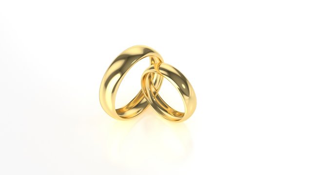 The beauty gold wedding ring on white background. 3d rendering