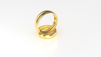 The beauty gold wedding ring on white background. 3d rendering