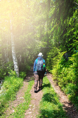 Fototapeta premium Hiker walk on the way