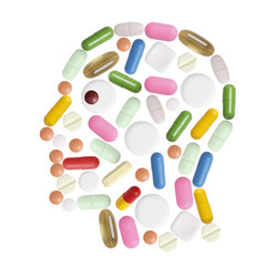 Human head made from pills