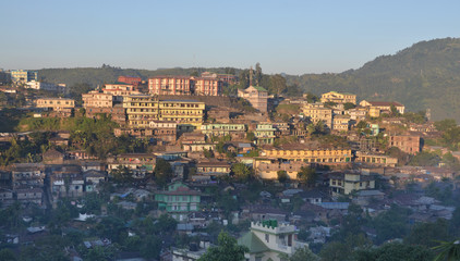 Fototapeta na wymiar Mon - a town in Mon district in the Indian state of Nagaland. 