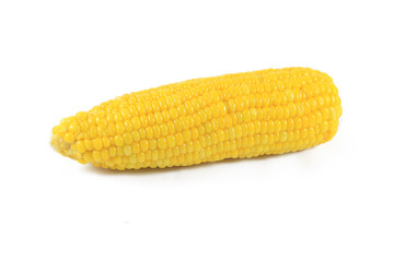 Boiled corn on a white background.