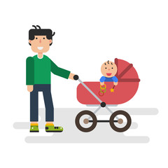 Father with baby in stroller