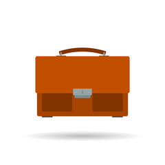 Flat brown businessman bag icon