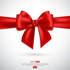 Realistic red bow and ribbon.