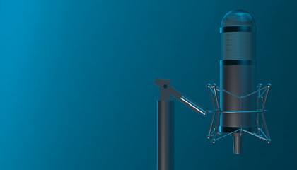 Obraz premium Retro aluminium microphone. 3d render