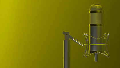 Retro aluminium microphone. 3d render