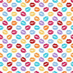 Pattern with colorful lips.Seamless vector valentines print.Textile texture for valentine's day