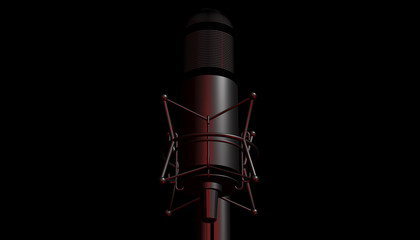 Retro aluminium microphone. 3d render