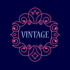 Templates vintage vector elements. Elegant insignia, monogram initials, frame, label, logo design template in line style.