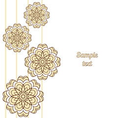 Cover, Oriental-style card. Mandala floral pattern in cream, brown colors