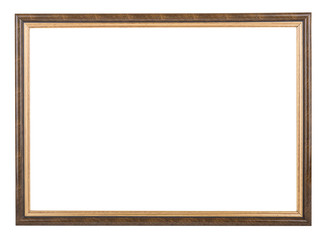 Wooden frame on white background