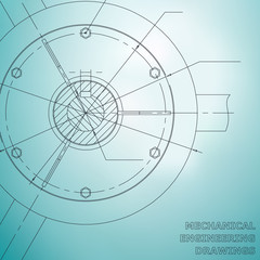 Mechanical engineering drawings. Engineering illustration. Blue