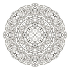 Mandala. Zentangl. Round ornament for creativity. Oriental motifs. Relax