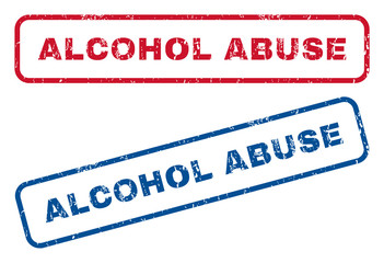 Alcohol Abuse text rubber seal stamp watermarks. Vector style is blue and red ink caption inside rounded rectangular shape. Grunge design and dirty texture. Blue and red signs.