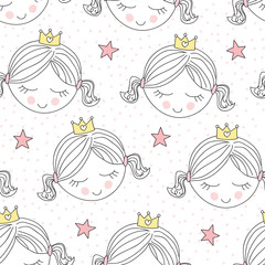 seamless cute princess pattern vector illustration © Larienn