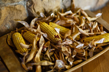 colorful Indian corn in a basket