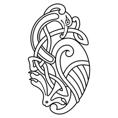 Celtic zoomorphic national figure. Ornament with bird.