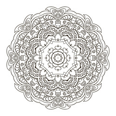 Oriental beautiful ornament. Mandala. Round pattern. Hand draw. Coloring