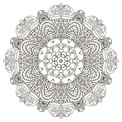 Oriental beautiful ornament. Mandala. Round pattern. Coloring