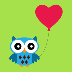 Owl boy with heart air balloon