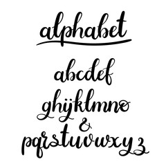 Hand lettering vector aphabet. Vector font. Handwritten brush style modern calligraphy cursive typeface.