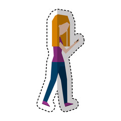 young woman with smartphone avatar character vector illustration design