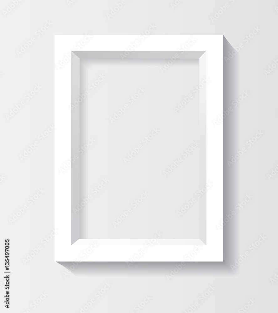 Poster white rectangular 3d photo frame with shadow