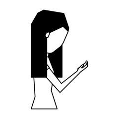 young woman with smartphone avatar character vector illustration design