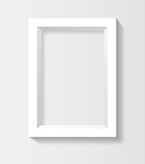 White rectangular 3d photo frame with shadow