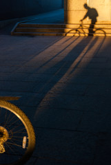Naklejka premium the long shadow of a cyclist