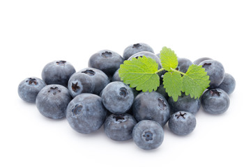 Group of fresh juisy blueberries isolated on white background.