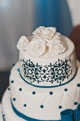 Obraz na płótnie Canvas Cake with blue designs and roses 7680.