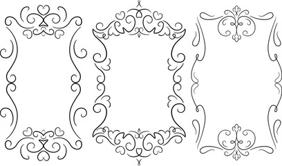 Set of 3 of vintage black frame with empty place for your text o