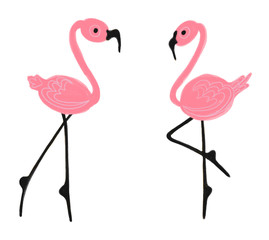 Fototapeta premium Colorful hand drawn pink flamingos, illustration painted by pencil
